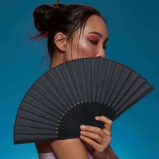 Folding Fan Chinese Style Hand Held Folding Fan Foldable Fan Large Black Fan