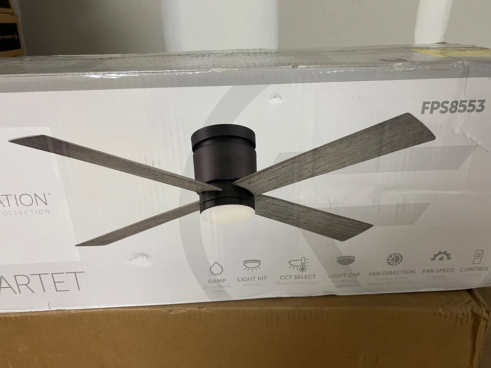 FANIMATION Kwartet 52 in. Indoor/Outdoor Matte White Ceiling Fan w/ Light Kit N - Image 4 of 4