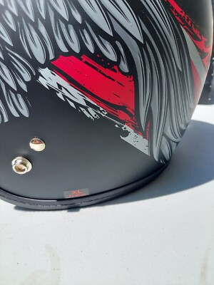 V85 Open Face Motorcycle Helmet Flat Black/Phoenix With Detachable Visor