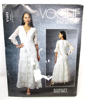 Vogue Patterns V1693 Badgley Mischka Cottagecore Dress Prairie Womens Size 16-24