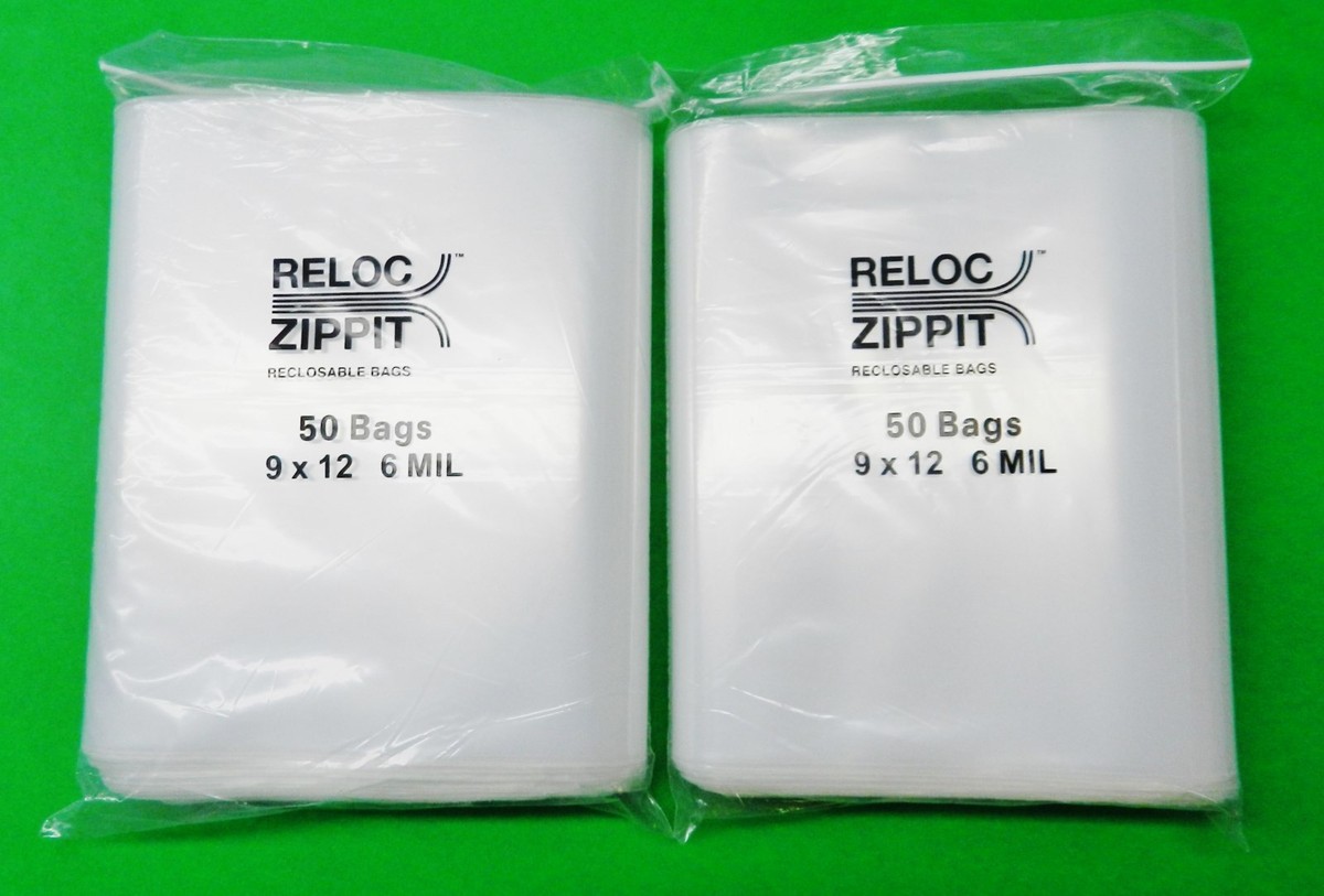 300 Reclosable Zipper Bags – 3 Sizes: 9x12, 10x12, 12x15 – 2mil Clear Reloc Zippit Bags