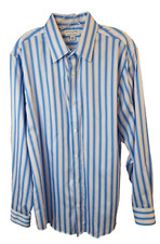 Banana Republic Shirt Men's Large 16-16.5 Striped Blue Button Down Long Sleeve