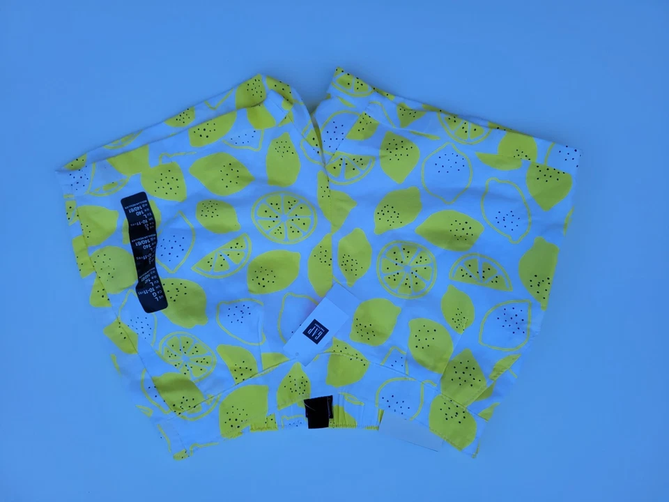 Nuevo GAP Niños NIÑAS Pantalones Cortos Lino Limón Patrón Talla 10-11 Foto 2 de 4