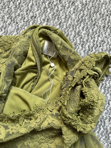 Womens Vila Maxi Dress Size 12, Green Sleeveless Lace & Tulle Size 40 Long (67) - Picture 4 of 7