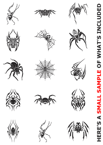 SPIDERS CLIPART-VECTOR CLIP ART-VINYL CUTTER PLOTTER IMAGES &T-SHIRT GRAPHICS CD - Picture 2 of 6