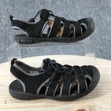 Champions Sandals Youth Children 1.5 Fishermans Slingback Flats Black Drawstring