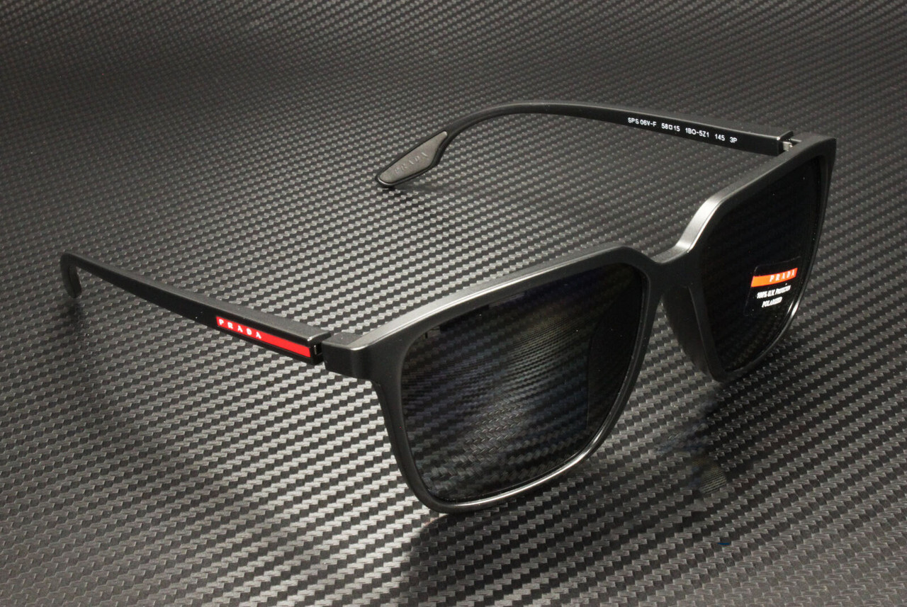 PRADA LINEA ROSSA PS 06VS 1BO5Z1 Black Grey Polarized 58 mm Men's