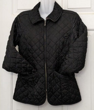 Tommy Hilfiger Jacket Quilted Puffer Diamond Zip Collar Barn Womens Sz M Black