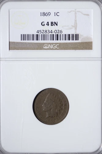 1869 Indian Head Cent Penny NGC G4 Key Date WXLW