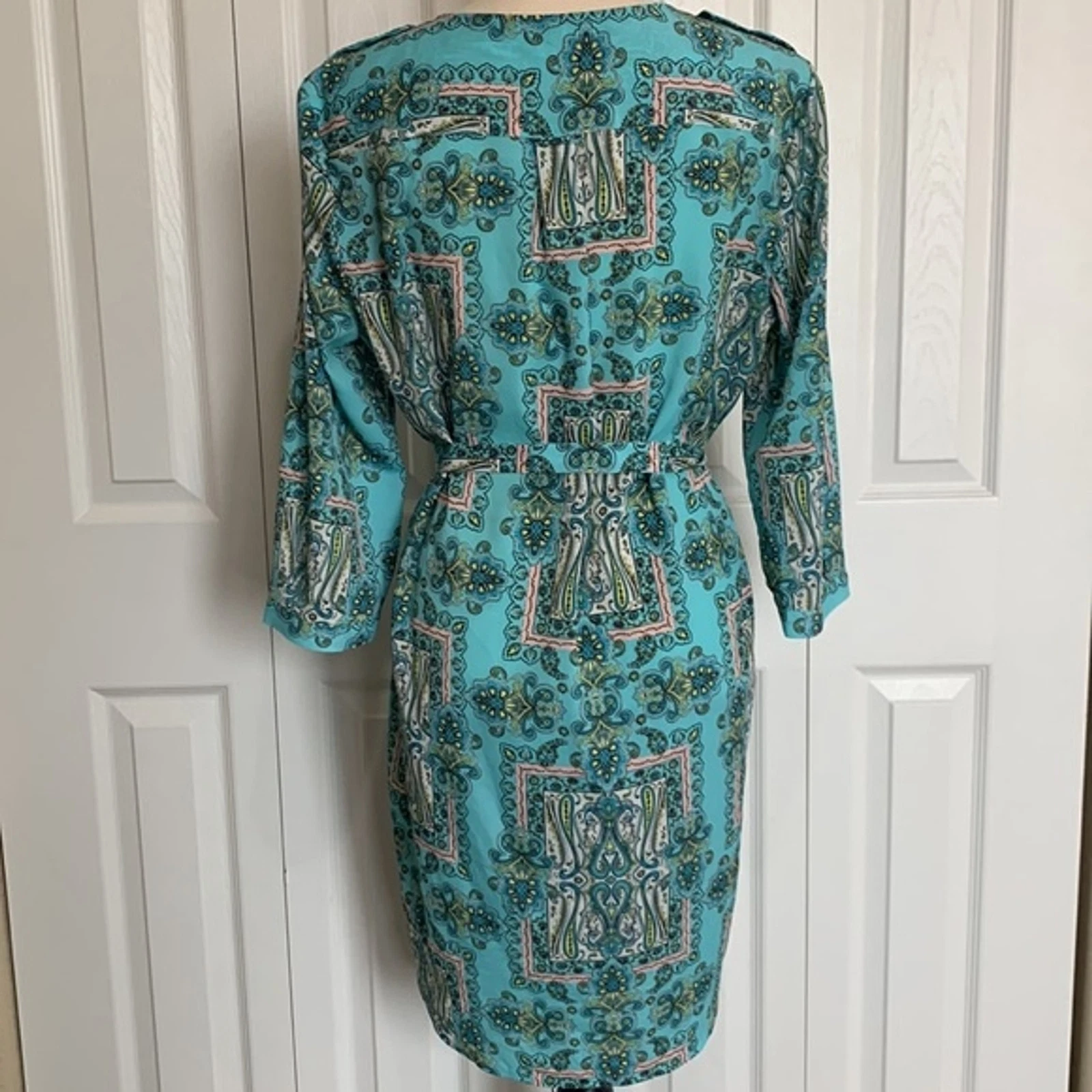 UNDERCOVER Victoria’s Secret Paisley Belted Button Down Shirt Dress Sz L