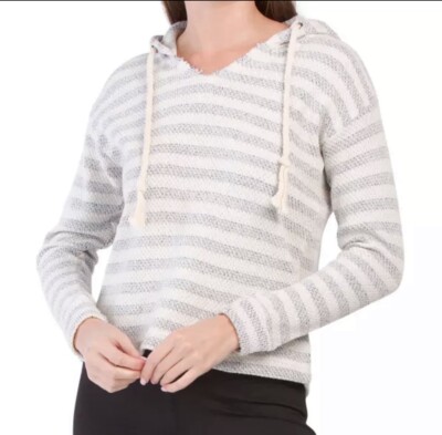 Southern Spirit Stripe Split V-Neck Hoodie Lightweight Knit All Sizes NEW  NWT