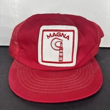 Vintage Magna Patch Trucker Hat Snapback Cap Mesh Back Red Cap America Brand USA