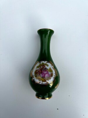 Limoges grüne La Reine Porcelaine Vase Urne Made in France V10
