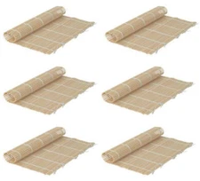 Set of 6 Bamboo Sushi Rolling Mats 9-1/2 Inches Square