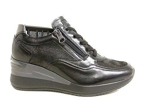 Sneakers donna Nero Giardini nero 013170 zeppa 4-5 pelle nero laccio e  cerniera | eBay