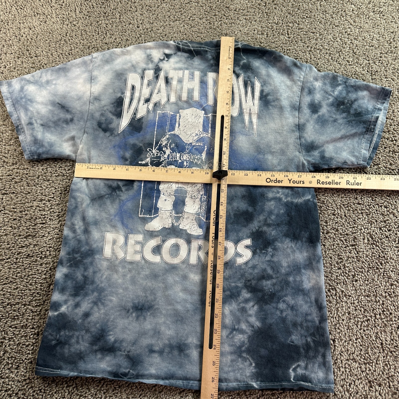 FILA Camicia Death Row Records uomo blu medio bianco tie dye etichetta hip hop ripple