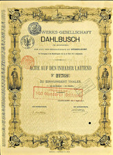 Bergwerk s Ges. Dahlbusch Gründeraktie 1873 Gelsenkirchen Bergbau Zeche Kohle