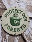 VINTAGE SMOKEY THE BEAR PORCELAIN SIGN RARE OLD FOREST SERVICE NATIONAL PARK 12"