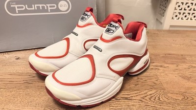 REEBOK Shoes Mens Size 11 White/Red PUMP 2.0 2004 Sneaker Retro RARE