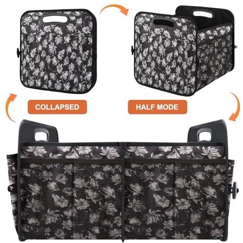 Trunk Organizer, Collapsible Trunk Organizers and Storage, Car Large Floral