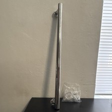 Silver Metal Straight Grab Bar Corrosion Resistant with Mounting Hardware