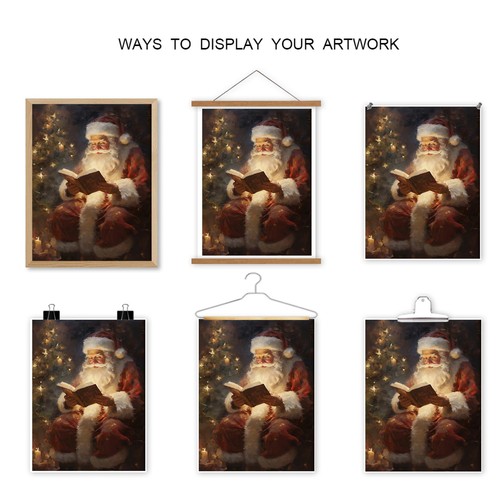 Woodkodnxy Vintage Natale Tela Wall Art - Babbo Natale 12"L x 16"W, Claus - Foto 4 di 9
