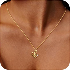 Initial Necklaces for Women,Dainty 14K Gold Plated Trendy CZ Letter Pendant A-Z