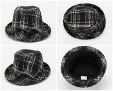 Black Plaid Fedora Hat - Men
