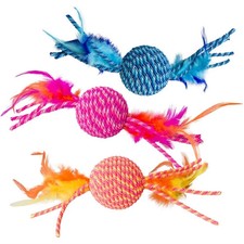 Ethical Products Elasteeez Cat Toy Rope Ball With Feathers