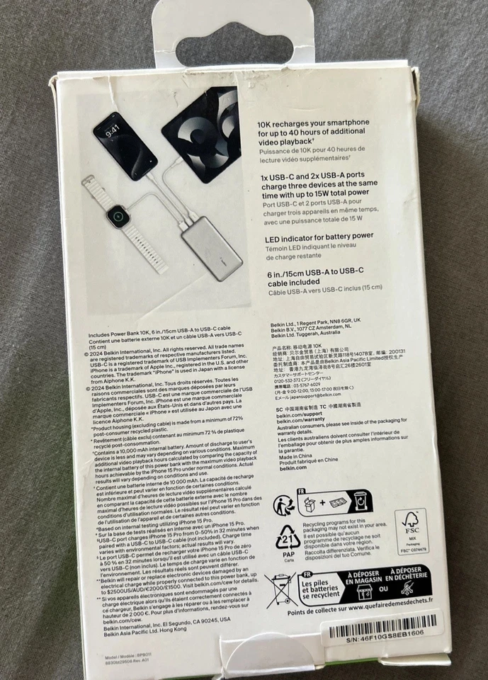 Belkin MEGA BoostCharge Pro Power Bank 40 HOURS Portable Battery Charger NEW - Image 3 of 4