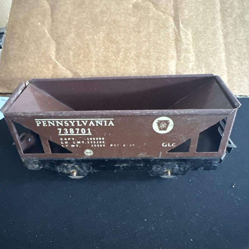 MARX ~ 738701 PENNSYLVANIA HOPPER TRAIN CAR ~ 6” BROWN ~ VG++