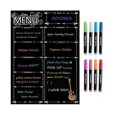 Magnetic Menu Board for Fridge, LiebHome Dry 42cm 30cm, Black - 8 Markers