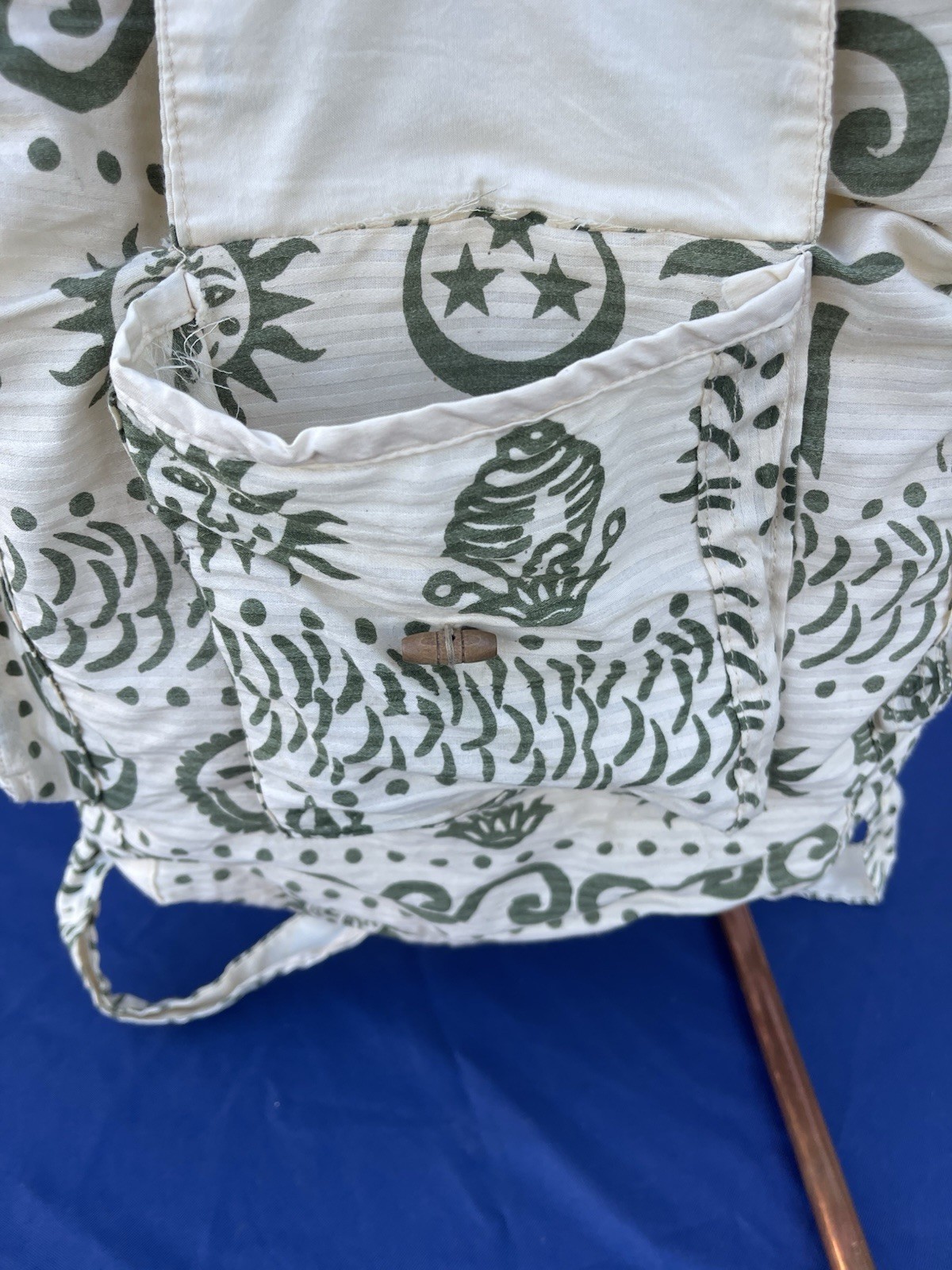 Boho Lightweight Drawstring Cotton Backpack Cream… - image 9