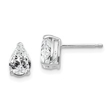14k White Gold 7x5mm Pear Cubic Zirconia Stud Earrings L-8 mm, W-5 mm