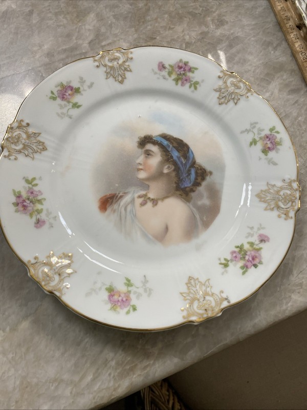 Antique Z.S. & Co. Bavaria Victorian Lady Porcelain Cabinet Portrait Plate
