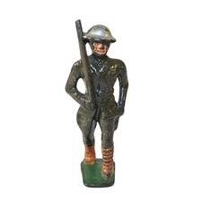 Grey Iron Toy Soldier G26 US Doughboy Shoulder Arms Dark Brown Vintage Dimestore