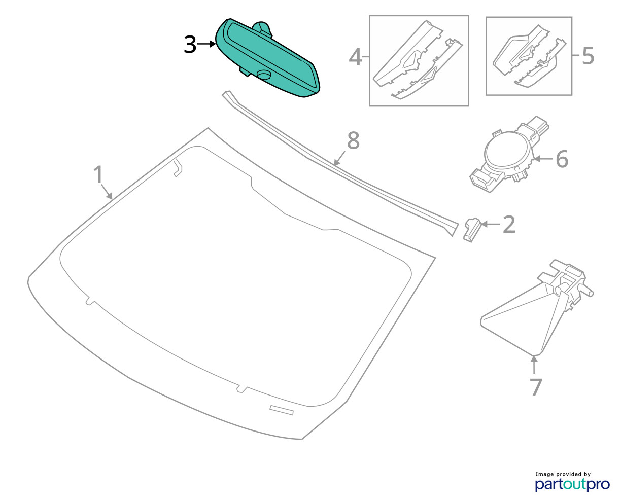2015 BMW I8 OEM REAR VIEW INTERIOR MIRROR W/ GARAGE DOOR OPENER 045891