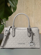 Michael Kors Arden Women Small Messenger Purse Bag Pearl Grey Crossbody Satchel