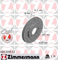 2X Bremsscheibe Sport Z Zimmermann 600.3205.52 FüR Seat Polo Lupo Arosa VW 6N2 3