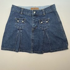 Tommy Hilfiger Girls Denim Skort Medium Wash Pleated Pockets Size 12