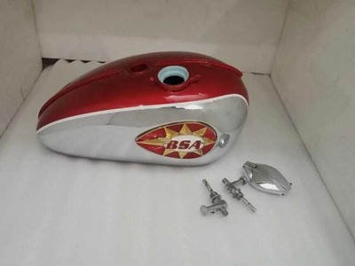 BSA A65 2 Gallon Red & Polish Alloy Fuel Petrol Gas Tank + Cap + Taps | Fit For