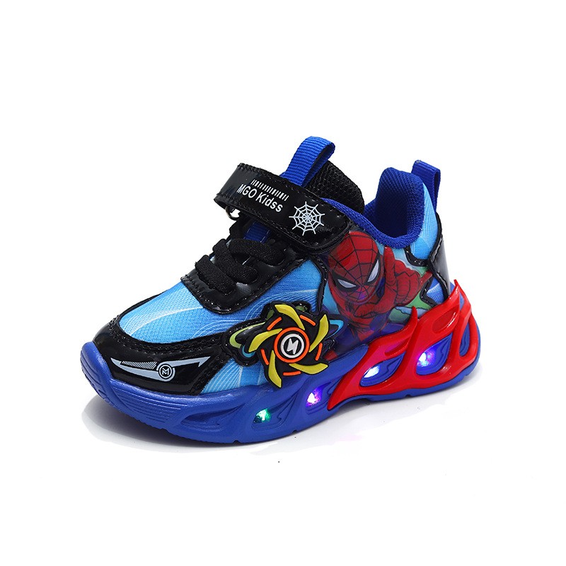 Kids Boys LED Lit Spider - Man Sports Comfort Shoes Flashing Light Up Sneakers 