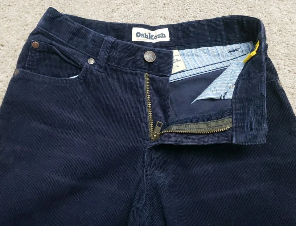 Pantalones OshKosh Azul Marino Pana Niños Niños Talla 7x Cintura Ajustable Foto 4 de 4