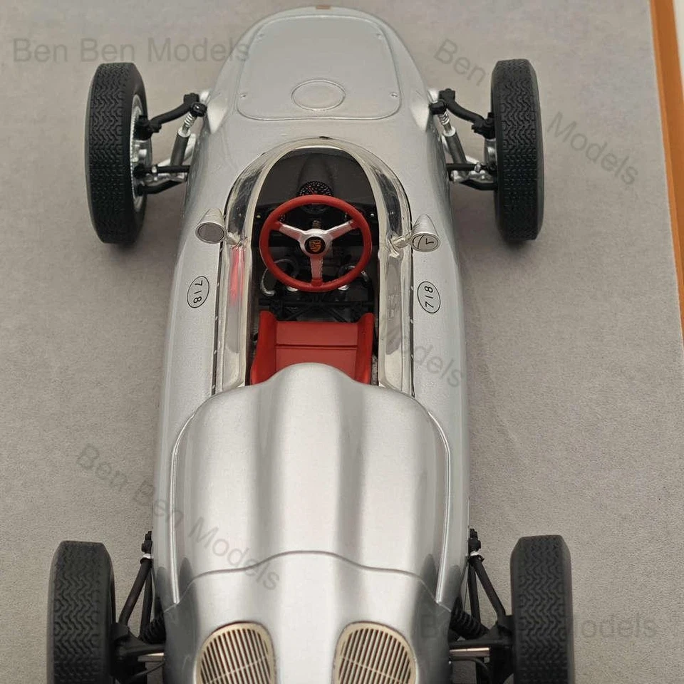 Tecnomodel 1/18 Porsche 718 F2 Presse Version 1960 CA18-TMP002 Silver Resin - Image 3 of 4