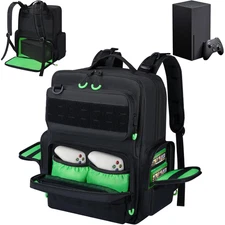 Waterproof Travel Backpack for Xbox Series X Console Controllers Games & Laptop
