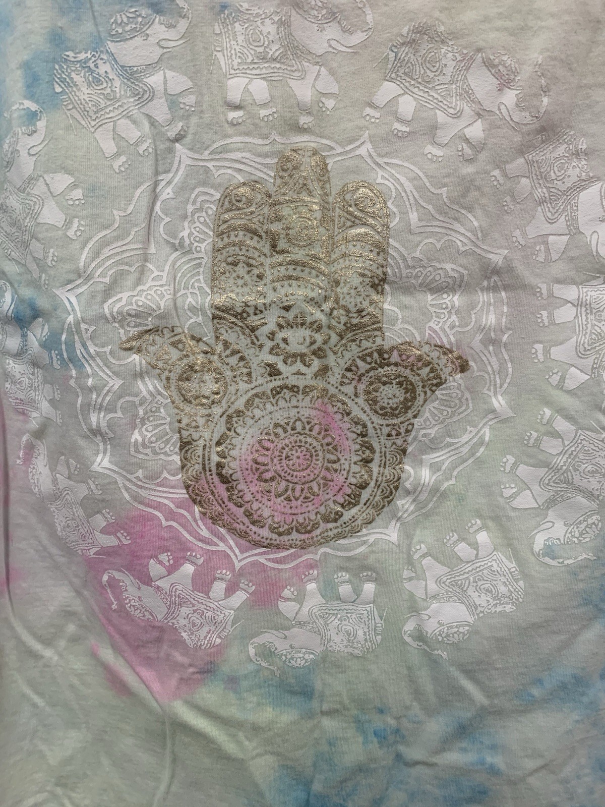 Miss Molly Women’s Hamsa Rhinoceros Open Hand  Tank Top Cotton Candy Tie Dye image 3