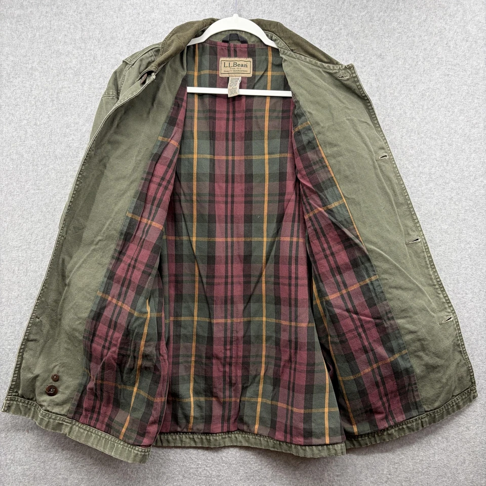 Abrigo Chaqueta LL Bean Barn Field Para Hombre Grande Verde Pana Cuello Lona OJV69 Foto 3 de 4