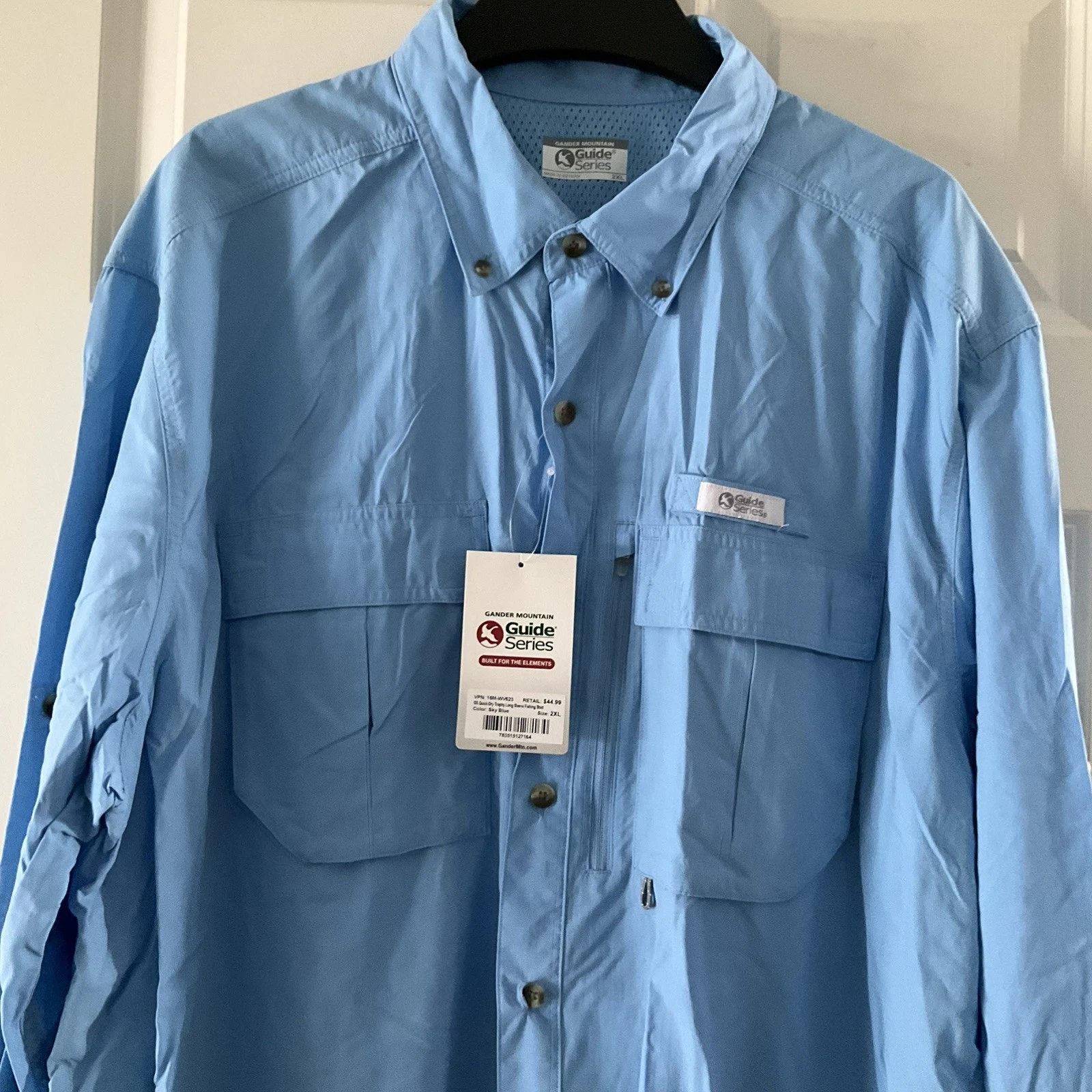 NWTGander Mountain - Guide Series 2XL Quick Dry Long Sleeve Fishing Shirt Blue