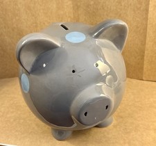 ELEGANTBABY CLASSIC PIG/PIGGY BANK. Coin Collector. Savings. Grey/Blue. 7x7  