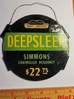 Vintage 1920's Simmons Deepsleep Spring Mattress Tin Metal Badge Sign